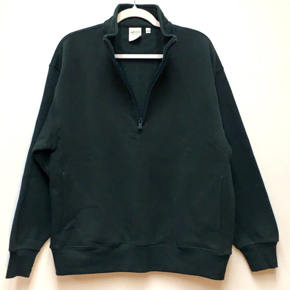 Aritzia Boyfriend Fleece Quarter Zip Pullover Small Green Gorpcore Athleisure